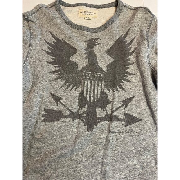VTG- Ralph Lauren Denim & Supply women’s Grey Eagle  crest Graphic Sweatshirt L - Picture 5 of 11
